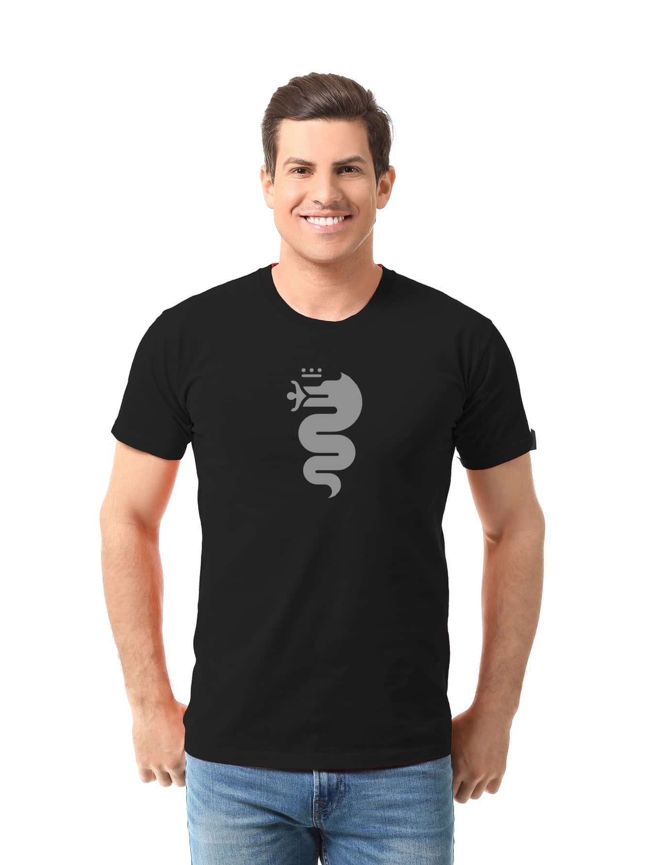 Alfa Romeo Men's Round Neck Cotton T-Shirt - Black - View 1