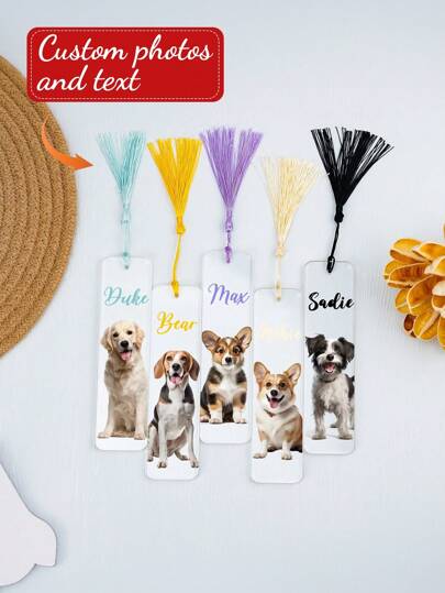 Dog Portrait Bookmark, Personalized Acrylic Bookmark, Pet Bookmark With Tassel, Dog Mom Present, Book Lover Gift, Dog Gift, Fun Bookmarks
