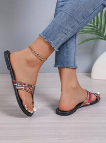 2025 Plus Size Women Summer Fashion Personalized Flip Flops Beach Toe Post Sandals - Rich Flower - View 4