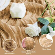 1pc Beige Cable-Knit Table Runner, Country Cheesecloth Tablecloth, Bohemian Spring/Summer Tablecloth, Wedding Bride Baby Shower Decoration - Khaki - View 4