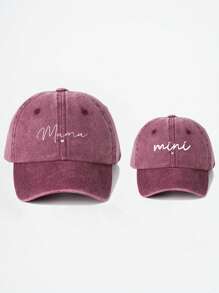 Șapcă de baseball lavabilă cu imprimeu de inimă MAMA+MINI, 2 buc., pălărie casual reglabilă cu protecție solară pentru exterior, potrivită pentru băieți și fete, călătorii de primăvară/toamnă, vacanță