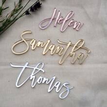 1pc Mirror Acrylic Cake Hanger, Text Acrylic, Cupcake Decoration, Personalized Name Place Card, Cake Decoration Name, Silver Gold Custom Cake Decoration,Wedding Essentials - Multicolor - View 8