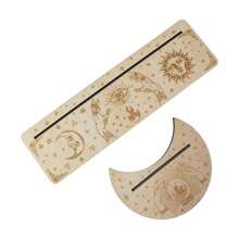 Soporte de madera para cartas de tarot con forma de luna y base rectangular, de 24,7 x 7,3 cm, para herramientas de adivinación de brujas