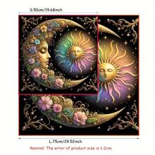 1pc Elegant Sun And Moon Mandala Tarot Cloth - Vibrant Starry Altar Decor, Made Of Polyester Fabric, Ideal For Divination, Pendulum Boards, Witchcraft - Suitable For Halloween, Christmas And More Uses, Tablecloth, Ritual Cloth, Gift