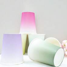 10pcs/20pcs/40pcs,9oz Disposable Paper Cups Pastel Rainbow Gradient Party Cups Drinking Cups For Party, DIY And Holiday, Multicolor Paper Cups For Wedding Party Picnic BBQ Travel And Event - Multicolor - View 3