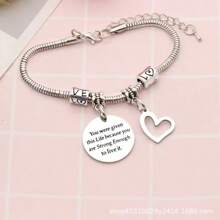 1pc Stainless Steel Adjustable Snake Chain Bracelet, Women Personalized Engravable Tag Pendant Bracelet, Elegant Gift For Girlfriend, Friends, Family