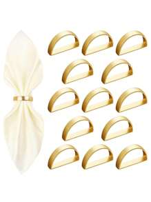 6/2/1 pieza Anillos para servilletas con forma de arco, soporte para servilletas en forma de D dorado para hombre y mujer, reutilizable para reuniones familiares, banquetes, hebillas metálicas para servilletas para decoración de mesa, suministros para fiestas y celebraciones, decoración de mesa navideña, regalos para fiestas festivas
