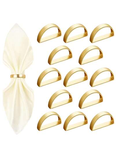 6/2/1pcs Set Arched Napkin Rings, Gold D-Shape Napkin Holders, Unisex, Reusable, Suitable For Family Gatherings, Parties, Metal Napkin Clips, Fit For Various Occasions, Party Holiday Supplies, Valentine's Day Tablecloth Decor, Holiday Party Gifts