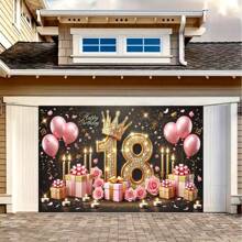 1 件优雅的 18 岁生日派对横幅，多种尺寸、多用途男女派对背景布 - 适合所有季节的通用装饰、室内室外装饰、摄影工作室、花园装饰、派对装饰和电话亭。 - 彩色 - 查看 2