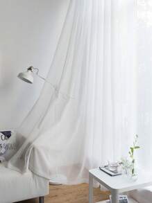 1pc Solid Color Transparent Voile Curtain, Lightweight Yet Drapes Well, Semi-Sheer, Works For Balcony, Bedroom, Living Room Decor & Window Partition - 39"W X 79"L(100x200cm) - View 3