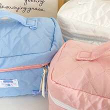 1 Pc 3 Colors Large Cute Bowknot Decoration Cosmetic Bag Portable Travel Large Makeup Storage Organizer Bag