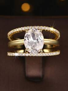 Newsoul Juego de 3 anillos románticos y elegantes de plata de ley 925, con alto brillo, anillos de compromiso con diseño de amor, regalo de San Valentín para novia, joyería fina para dama