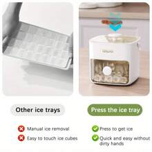 [Large Capacity Ice Cube Maker] 48-Ice Cube Maker - Large Capacity, Double Layer, Easy-Press Lid - Plastic Storage Tray For Freezer