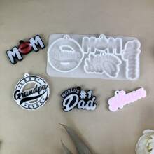 1pc Mom Dad Keychain Collection Silicone Mold DIY Father's Day Mother's Day Pendant Silicone Mold Keychain Hang Epoxy Resin Silicone Mold - X0593 - View 3