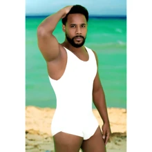 Bodysuit Regata Masculino Tecido UV Elimina Gordurinhas - Branco - Visão 2