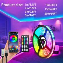 أضواء LED بأطوال 1 متر/ 2 متر/ 3 متر/ 5 متر/ 10 متر/ 15 متر/ 20 متر أضواء غرفة النوم بجهاز تحكم عن بعد 44 مفتاح، أضواء حبل ذكية متغيرة الألوان RGB متزامنة مع الموسيقى، ديكور غرفة النوم والمعيشة وحفلات عيد الميلاد