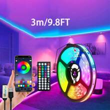 أضواء LED بأطوال 1 متر/ 2 متر/ 3 متر/ 5 متر/ 10 متر/ 15 متر/ 20 متر أضواء غرفة النوم بجهاز تحكم عن بعد 44 مفتاح، أضواء حبل ذكية متغيرة الألوان RGB متزامنة مع الموسيقى، ديكور غرفة النوم والمعيشة وحفلات عيد الميلاد