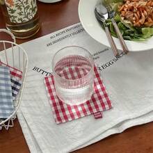 1pc 2-In-1 Square Coaster - Ins Style/Countryside Style, Double-Layered Fabric Insulation Pad, Non-Slip Mat, Decorative Mat, Absorbent Pad, Suitable For Dining Table, Living Room, Bedroom Decor And Use