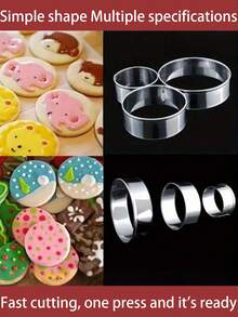 Juego de 6 piezas/Set de cortadores de masa para galletas y pastelería, moldes de galletas de acero inoxidable, moldes de fondant, fabricantes de galletas, accesorios de repostería redondos, herramientas de repostería navideña de acero inoxidable, cortadores de galletas, moldes de galletas para el Día de San Valentín, adecuados para cocina, restaurante, hogar, fiesta de cumpleaños, Navidad, fiesta