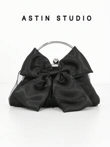 Mini Floral Design Wedding Clutch Bag, Evening Bag - Black - View 1