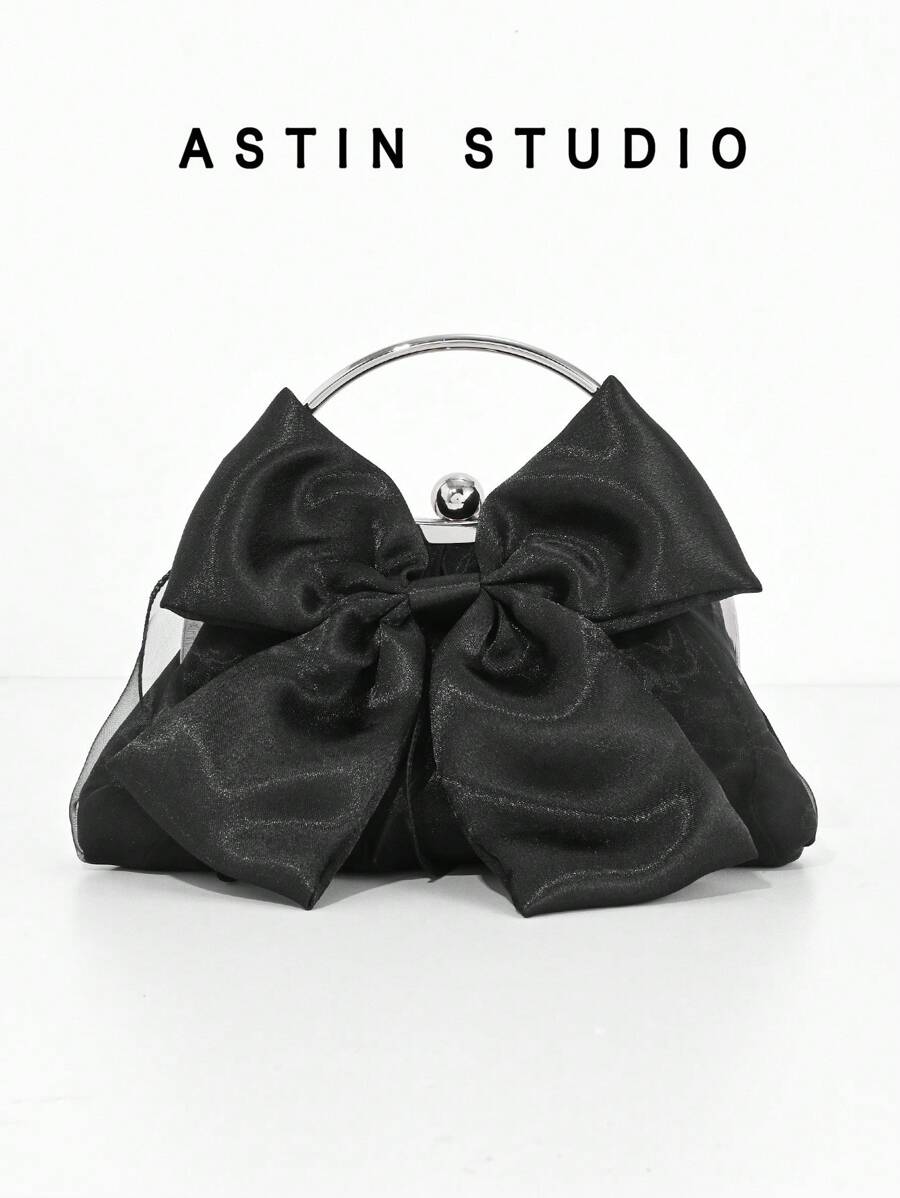 Mini Floral Design Wedding Clutch Bag, Evening Bag - Black - View 1