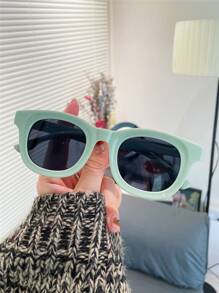 Women's Candy Color Fashion Glasses, Tortoiseshell Large Frame Fashion Dopamine Green Fashion Glasses