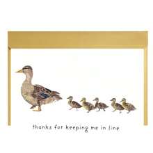 1pc Humorous Mother's Day Watercolor Duck Card With Envelope – "Thanks For Keeping Me In Line" – Adorable Duck Family Design, Perfect Thank You Gift For Mom From Son Or Daughter, Ideal For Mother's Day, Birthdays, Or Greetings - Multicolor - View 3
