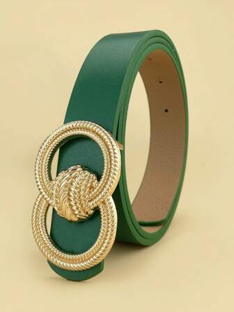 1pc Women's Fashionable Vintage Dual Ring Buckle Belt Summer, School Fall, Autumn, Halloween