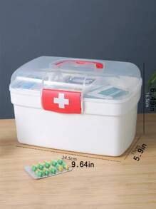 1pc Large Capacity Multilayer Portable Medical Box, Home Emergency First Aid Kit Case Storage Box