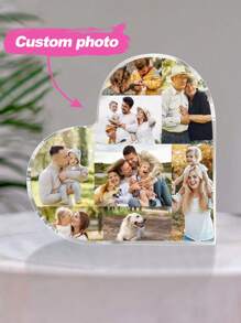 1pc Personalized Photo Heart Shape, Acrylic Photo Block, Photo Collage, Heart Collage, Photo Gift, Personalized Gift Gifts Birthday Graduation, Multi-Functional, Durable, Ornamental, Reusable, Exquisite, Stylish, High-Quality, Colorful, Modern, Custom, Personalized, Unique, Ideal Gifts For Him For Valentine's Day, For Mother's Day, For Birthdays, For Father's Day, For Graduation, For Weddings, For Housewarming,Graphic Print,Christmas Gift Supplies - Multicolor - View 1