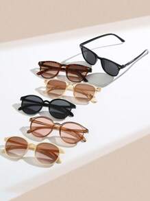 6pcs Women's Round Mixed Classic Color Combination Fashion Eyeglasses Set For Summer Beach Vacation,Outdoor,Travel