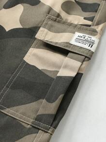 5 shorts sueltos de camuflaje de verano para hombre, para uso casual y trabajo al aire libre - Caqui - Ver 5