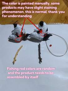 1pc Cat Fishing At Aquarium Decoration, Fishing Cat Ornament For Fish Tank, Tabletop Decorative Kitten Fishing Figurine - Multicolor - View 12