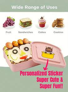 (¡Con pegatinas personalizadas!) 1 pieza Caja de almuerzo portátil de gran capacidad, caja bento para pan, caja de almacenamiento de tostadas de fibra de bambú portátil para estudiantes, conjunto de regalo de caja de almuerzo para exteriores, recipiente de sándwich reutilizable, caja de sándwich, recipiente de alimentos sellable, caja de sándwich, pajita, caja de sándwich pequeña, bandeja de sándwich, cocina, regalo de Navidad - Resina, seguro para uso en exteriores para tostadas, pan y sándwiches