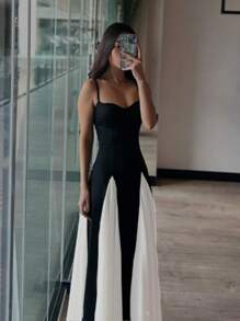 Women's Sleeveless Colorblock Summer Elegant Party Dress