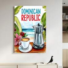 1 幅多米尼加咖啡水彩帆布印刷海报，现代墙壁艺术装饰画，适用于家庭、卧室、客厅、浴室、办公室、家居装饰、墙壁装饰