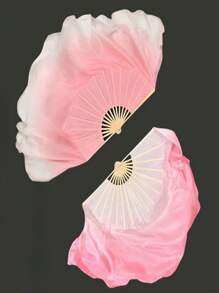 1件精美粉色渐变舞扇、蓝色渐变舞扇、竹骨舞扇、古典舞表演花鼓灯舞扇，舞姿飘逸流畅，适用于舞蹈练习、演出装饰、摄影道具。