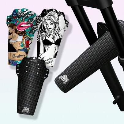 2 件山地自行车挡泥板套装 - 前轮和后轮简易挡泥板、通用挡泥板、碳纤维挡泥板尾翼