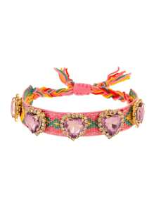 1pc Valentine's Day Y2K Creative Fashion Romantic Bohemian Chic Hip Hop Style Alloy Rhinestone Heart Woven Tassel Bracelet, Suitable For Valentine's Day, Daily Dates, Parties, Holidays, Summer Vacations, Adjustable Size, Red Accessory - Braided Tassel Bracelet - View 17