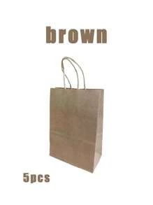 沙特 5/10 件绿色纸质礼品袋，派对用简约纯色礼品包装袋，礼品袋，派对用现代纸质礼品包装袋，深绿色牛皮纸购物袋，方形厚底，沙特国庆节的理想选择