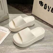 Summer Minimalist Slide Sandals - 1 Pair Of Women's Open Toe Slippers, Thick Sole, Non-Slip EVA, Medium Heel Height