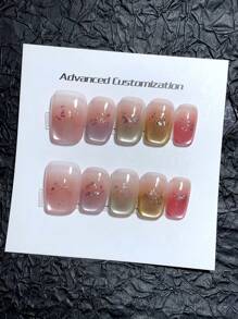 10 Pieces Of Pure Handmade Wearable Nails, A Variety Of Nail Shapes To Choose From, Light Bulb Cat Eye Nails, High-Quality Elegant Simple Nails Press On Nails Nail Supplies Nails