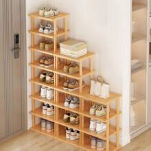 1pc DIY Simple Thick Bamboo Shoe Rack, Household Entryway Indoor Multi-Layer Easy Shoe Cabinet