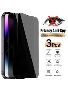 3 pièces Protecteurs d'écran de confidentialité pour 16e, verre trempé de protection anti-espion pour 16 Pro Max 16 Plus 15 14 13 12 11 8 7 6 HD