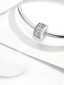 1 mặt dây chuyền hình hoa đính đá Zirconia lấp lánh thời trang, thích hợp để làm vòng tay, lắc tay, trang sức DIY và phụ kiện trang trí hàng ngày cho nữ. - Bạc - Xem 5
