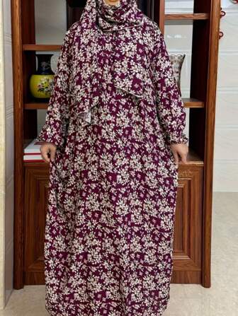 Robe longue imprimée élégante grande taille, abaya traditionnelle arabe pour femmes, robe pour femmes, modeste