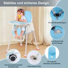 3in1 Hochstuhl Kinderhochstuhl inkl. Babyliege, Kombihochstuhl Babyhochsitz, höhenverstellbar Verstellbare Rückenlehne, mitwachsend ab 0 Monate bis 6 Jahre Babystuhl