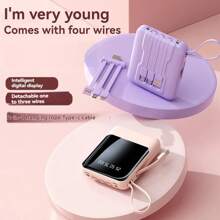 Cargador portátil de 10000mAh - Batería portátil con 4 cables integrados, batería compatible con teléfonos celulares Android 17/16/15/14/13 Pro/Pro Max, etc. - Recolorear - Ver 3