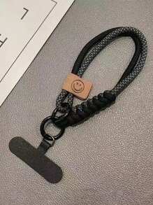 1 件英伦风格撞色编织手机挂绳，短款手持式 INS 手机壳腕带吊饰包包吊坠，男女通用，兼容 、Android 等。送给母亲、家人、朋友、生日、节日的礼物手机吊饰、手机链 - 黑色 - 查看 2