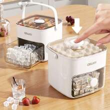 [Large Capacity Ice Cube Maker] 48-Ice Cube Maker - Large Capacity, Double Layer, Easy-Press Lid - Plastic Storage Tray For Freezer